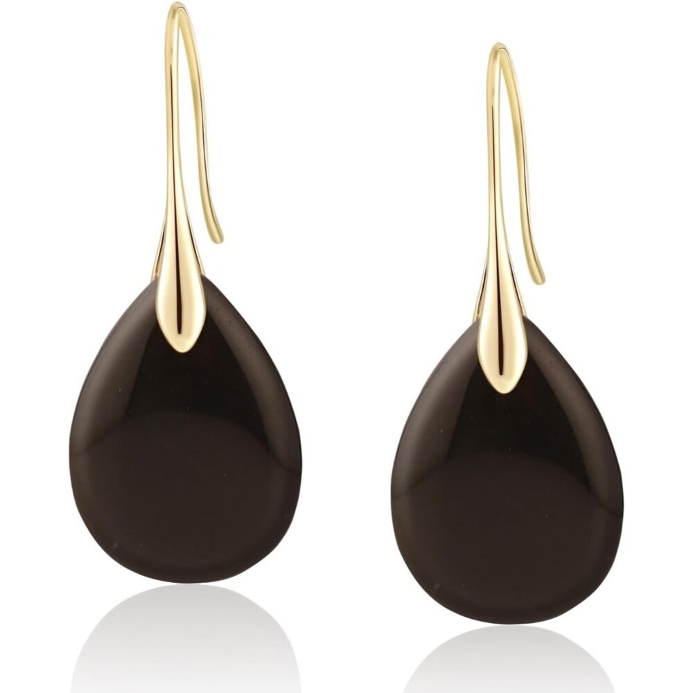 Women's Crystal Fishhoop Dangle Drop Agate Tear Beads High Luxury Earrings